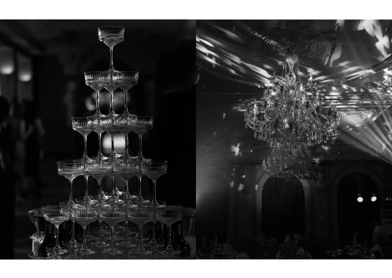 Venue photos - champagne tower and chandelier